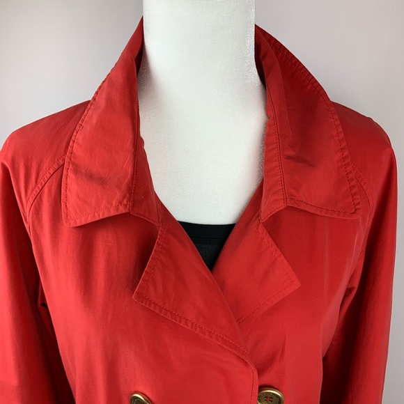 Isaac Mizrahi Live red trench coat, size small - Picture 3 of 11